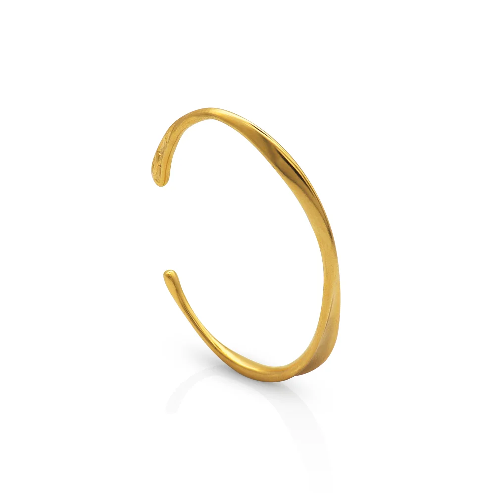 Chris April in stock 925 sterling silver 18K gold plated distortion bangle bracelet for women