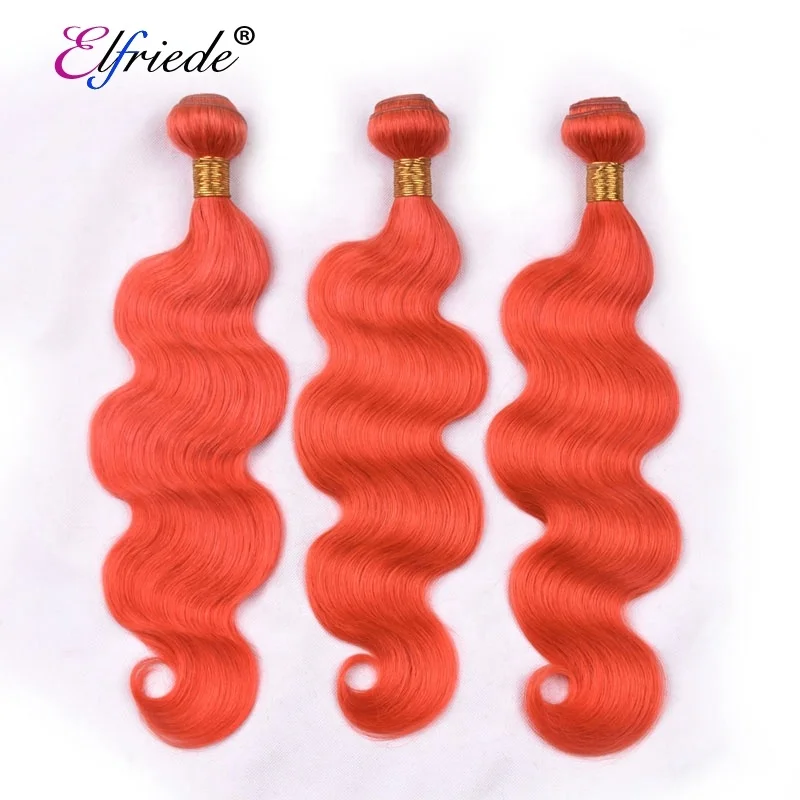 

Orange Red Body Wave Hair Weaving Bundles Brazilian Remy Human Hair Weaves 3 Bundles Per Pack XTHW-09