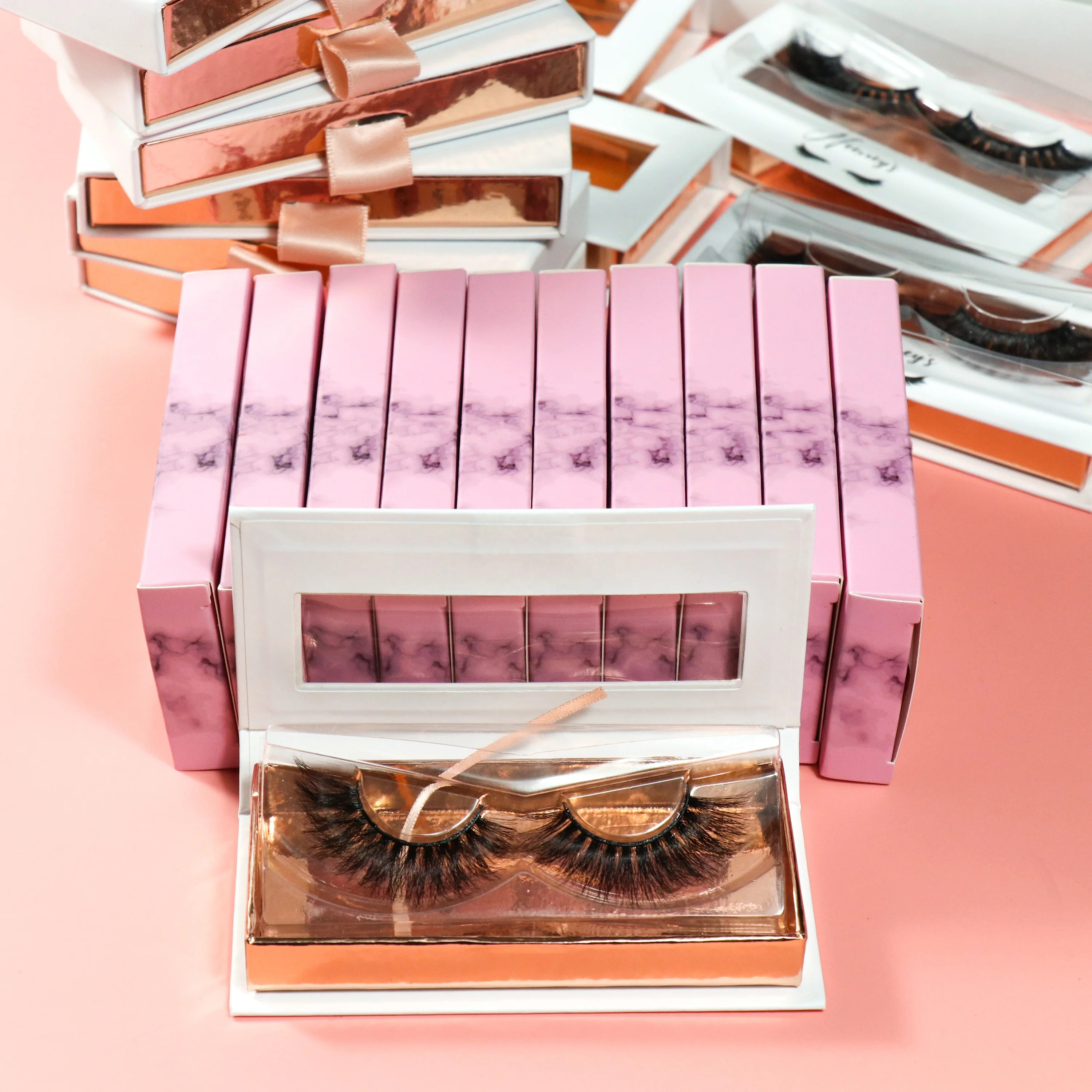 

Wholesale Eco Friendly Custom Lash Box Natural Soft Cruelty Free Vegan Plant Fiber Silk 3D Faux Mink Eyelashes