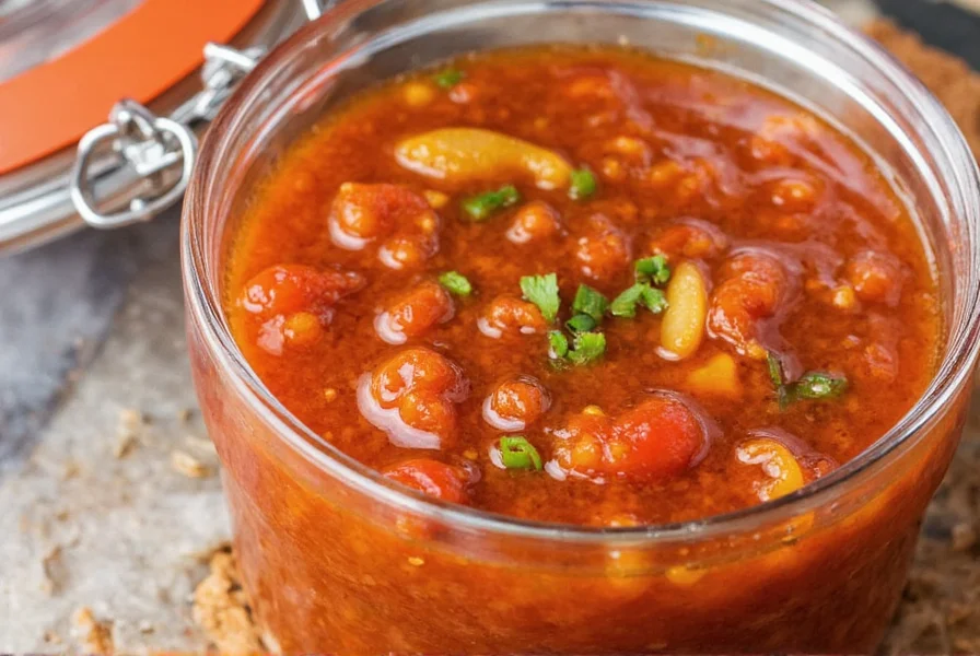 Homemade bell pepper relish in a glass jar