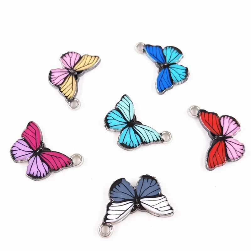 

imitation rhodium Designer Inspired Plated Type Kawaii Charms Blue Necklace Pave Butterfly Pendant Charm ForJewellery Making