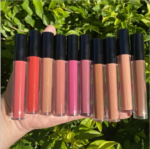 

Novel design 10 color 4 ml round tube lip gloss free design wholesale no brand luxury lipstick Cosmetics long lasting lip gloss, Customization welcome