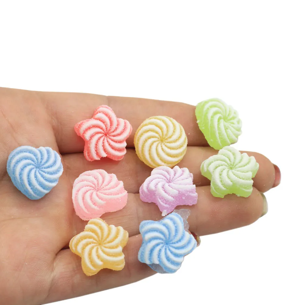 

100Pcs Mixed Love Heart Round Swirl Candy Resin Kawaii Accessories Scrapbooking Cabochon Flatback Decoration Craft Embellishment