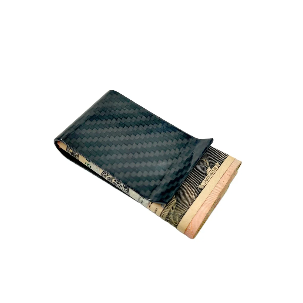 

Minimalist aluminum credit card holder with money clip,ultra thin real forged carbon fiber card money clip