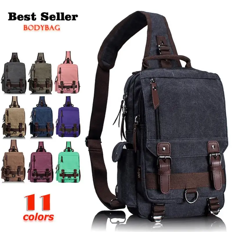 

High quality wholesale Large capacity canvas chest bag men bags crossbody shoulder messenger sling bag for men and women