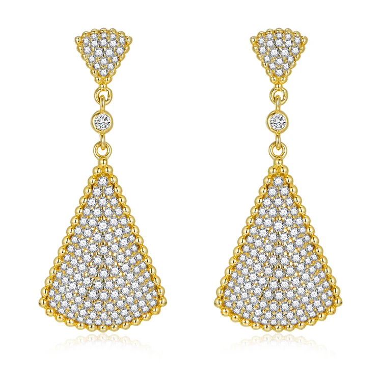 

Fashion jewelry 18k gold plated earrings cubic zirconia skirt drop earrings for women