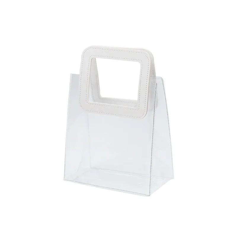 

Custom Printed Logo Hot Sell Female Holographic Transparent Handbags Laser Clear PVC Beach Shopping Gift Bag