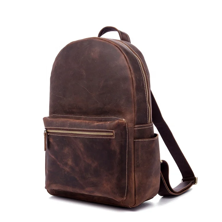 

Crazy horse leather men's backpack leather travel bag head layer leather luggage bag backpack simple style 9338