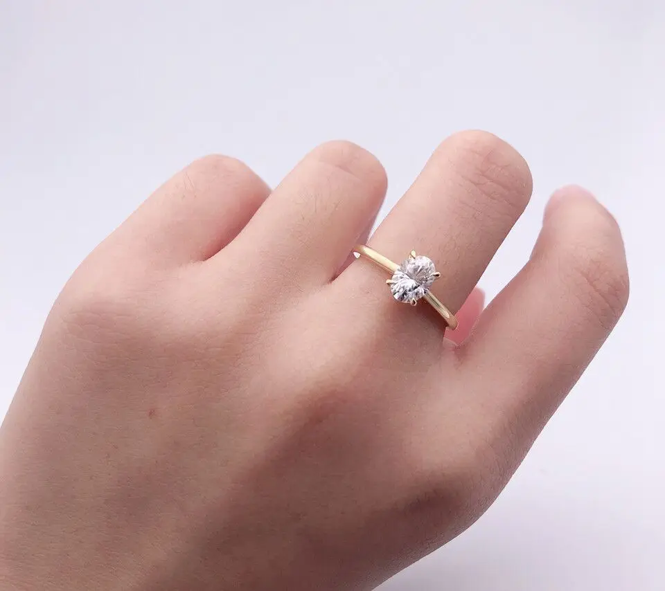 

Factory price wholesale custom trendy 10k 14k AU750 18k solid gold DEF VVS oval starsgem moissanite diamond ring
