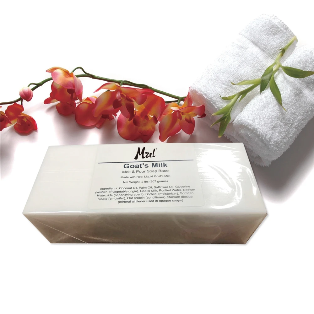 

Mzel Private Label Natural Organic 2 Lbs Melt and Pour Goats Milk Soap Base