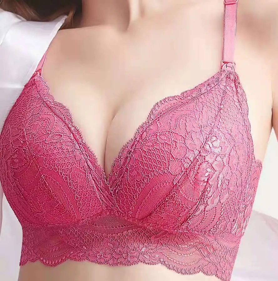 

Custom Wholesale Soft Pregnant Women Sleep Bra Breast-feeding Comfortable Maternity Front Open Lace pure cotton Nursing Bra