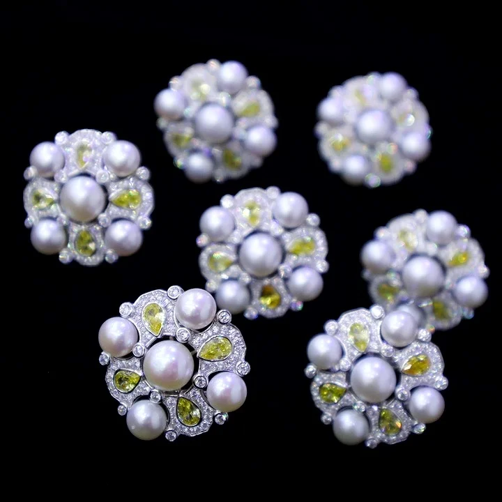 

New 5A Cubic Zirconia 925 Sterling Silver Freshwater Pearl Camellias Engagement Ring for women