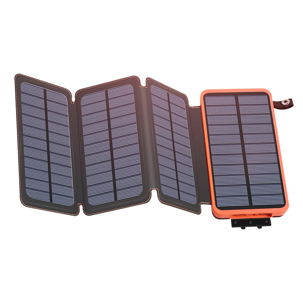 

Hot sale in 2021 foldable easy to store outdoor 20000 mAh solar power bank with LED lights power banks