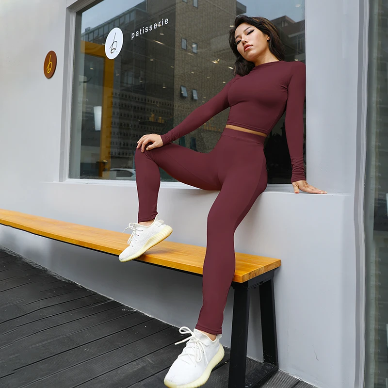 

Summer solid color high waist buttocks thin section outer wear tight-fitting sports suit running training fitness suit