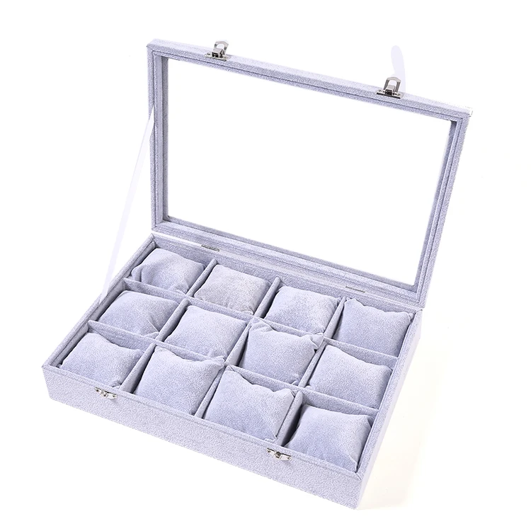 

Beautiful Dustproof Storage Box With Lid Exquisite Jewelry Display Box Necklace Earrings Bracelet Display Box, Grey creamy-white linen white black