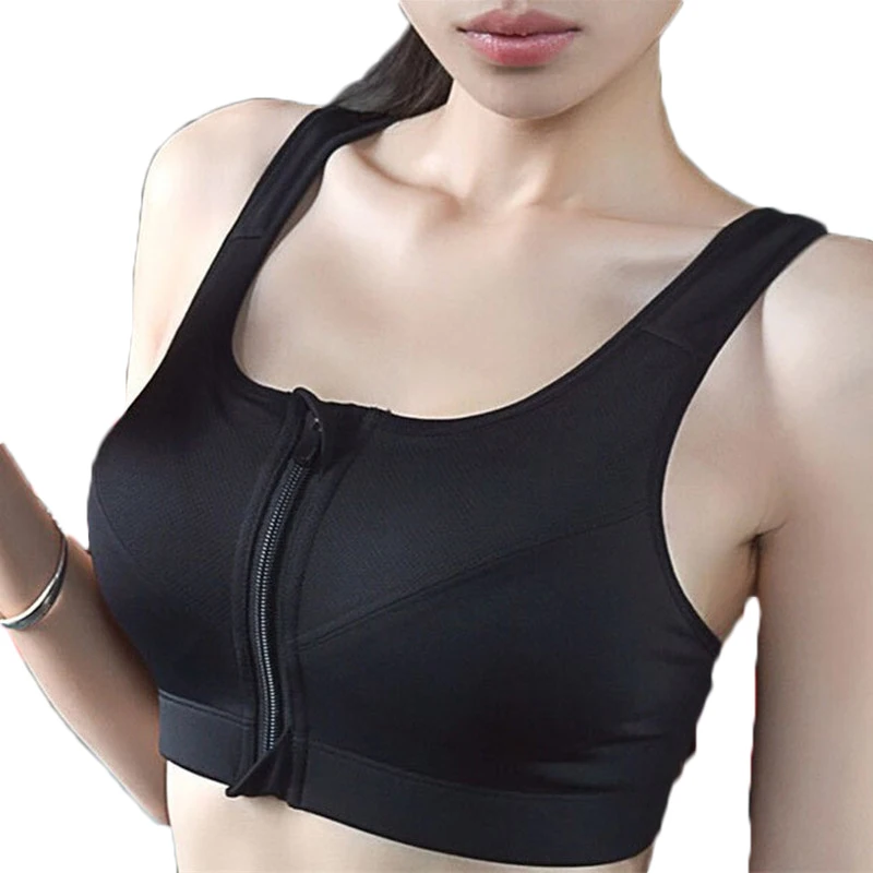 

Professional Shockproof Wireless High Impact Zipper Sport Bra Top Yoga Front Zip