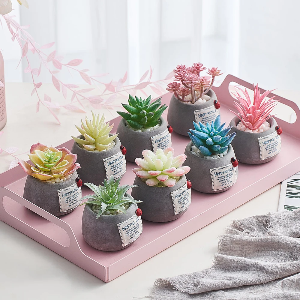 

Creative Resin PVC Succulent Potted Plants Home Decoration Modern Farmhouse Style Table Decorative Wedding Decor Accessories