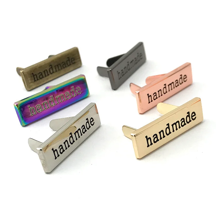 

HANDMADE DIY bag decorative signage zinc alloy die-cast handmade metal label tags for bag accessories, Silver/light gold/antique brass/rainbow/gun black/rose gold