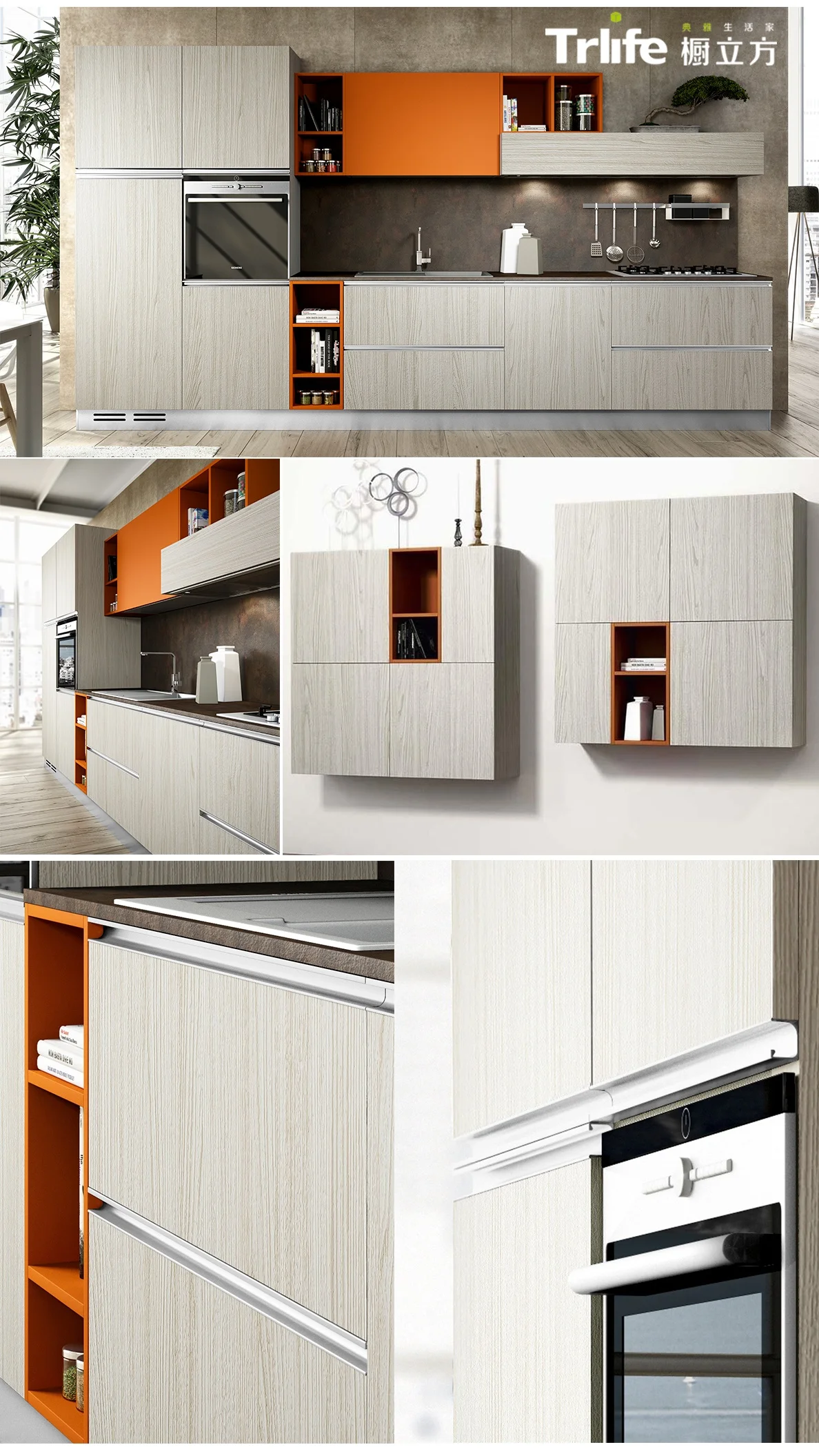 OEM kitchen supplier  customized fashion modern modular I shape small kitchen furniture kitchen cabinet designs coulers