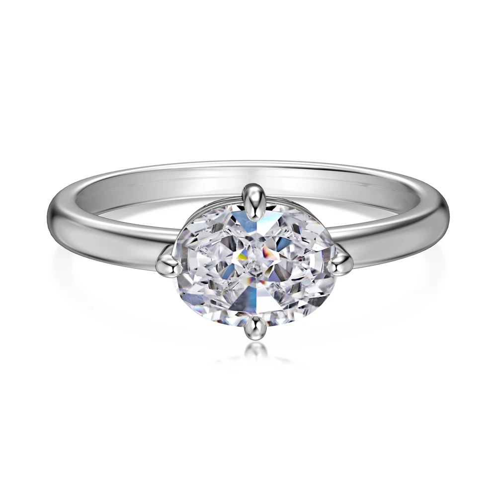 Dylam Fine Fashion Jewelry Women Daily Dress up Accessories Classic S925 Silver Oval Shape 5A Cubic Zirconia Bridal Promise Ring