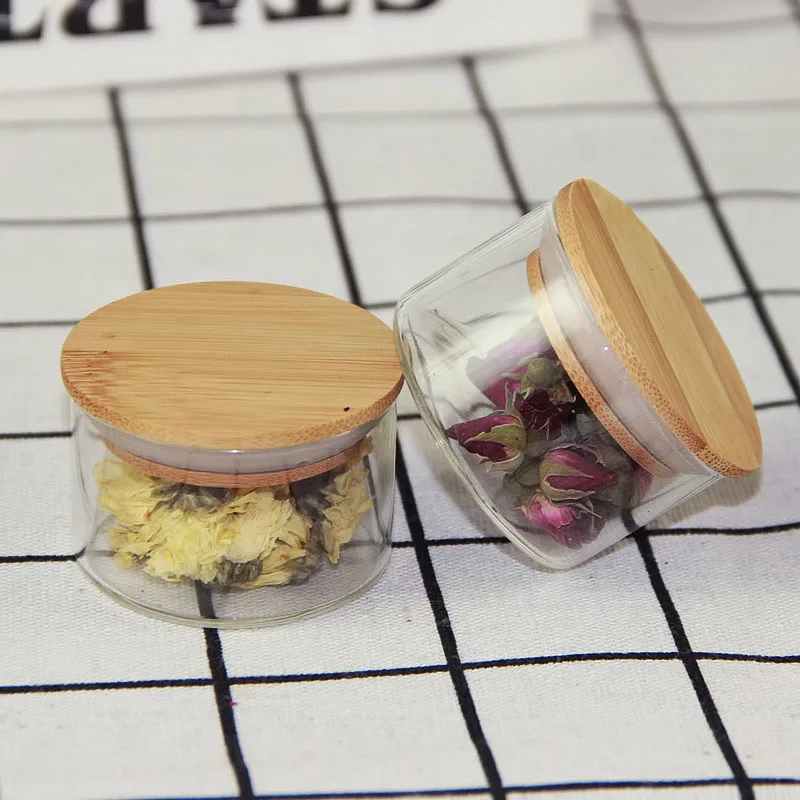 
Wholesale Factory glass canisters candy jar set food Airtight storage jar containers airtight glass seal bamboo lid 