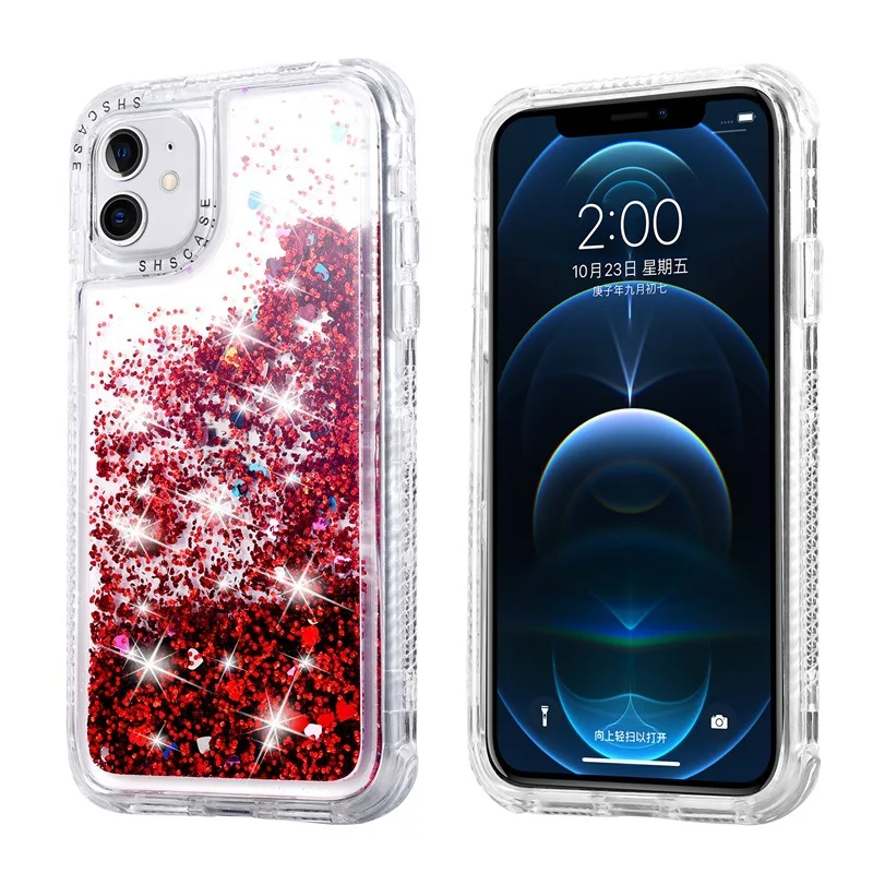 

2022 New Colorful Bling Moving Glitter Stars liquid Quicksand phone case for iphone 13 12 pro max transparent soft cover cases