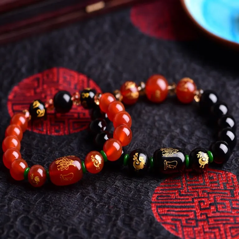 

Good Luck Bracelets Obsidian Bead Dragon Lucky Charm Bracelet for Men Attract Wealth Money Bracelet