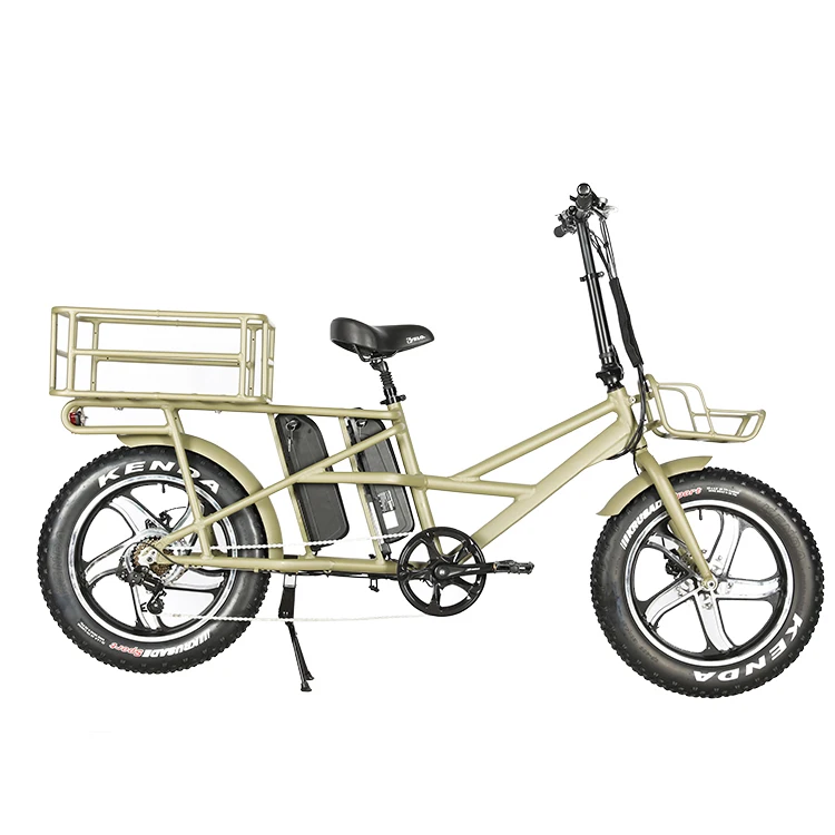 

2 dual basket front & rear mid drive motor double battery fast food pizza fat tire cargo electric bike for delivery, Matt black / white customized