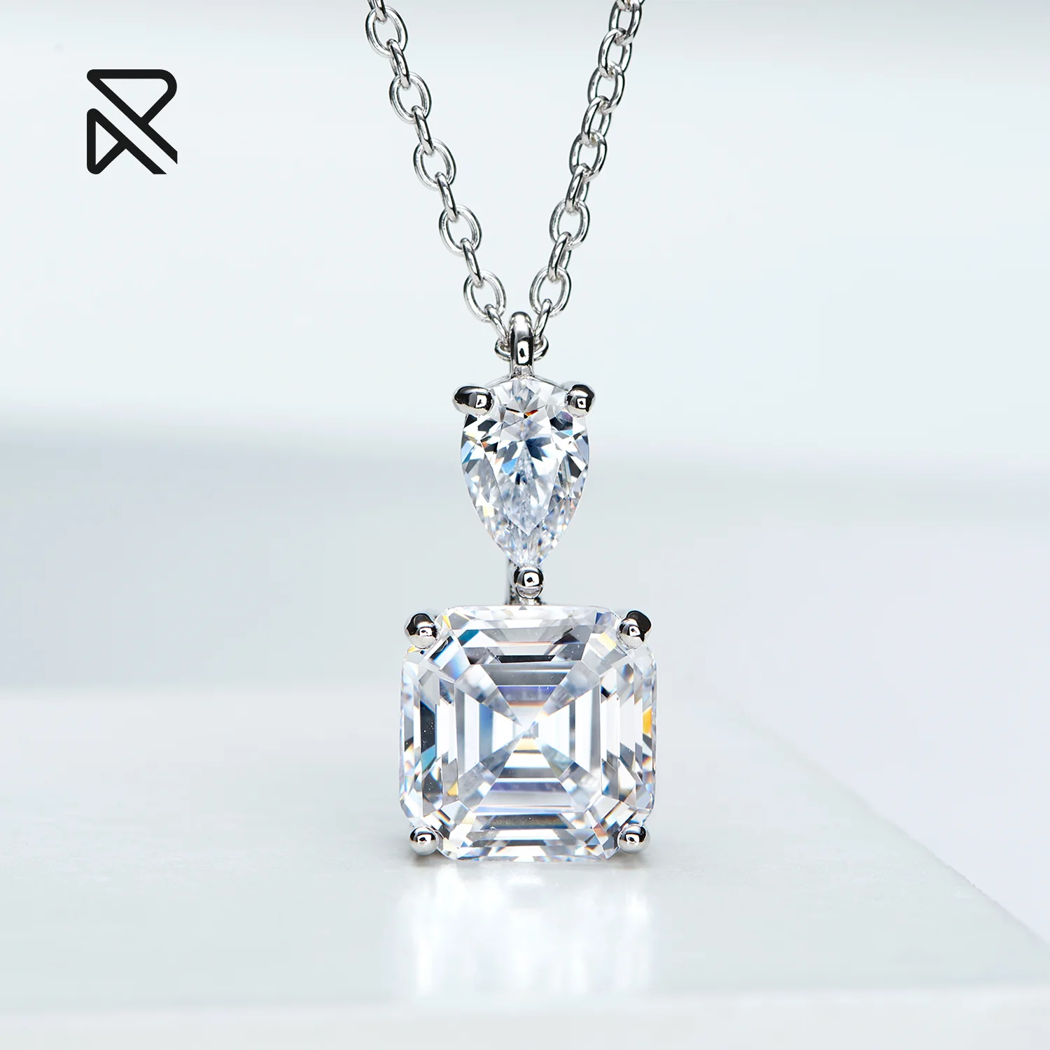 

2022 Rohime Fashion ashcher cut zircon pendant necklaces 14k 18k white gold plated necklace for women fine jewelry