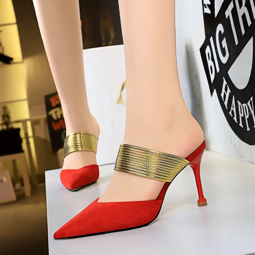 

New Women's Fashion High Heel Shoes Sexy Pointed Single Shoes Nightclub Shoes Rome Sandals