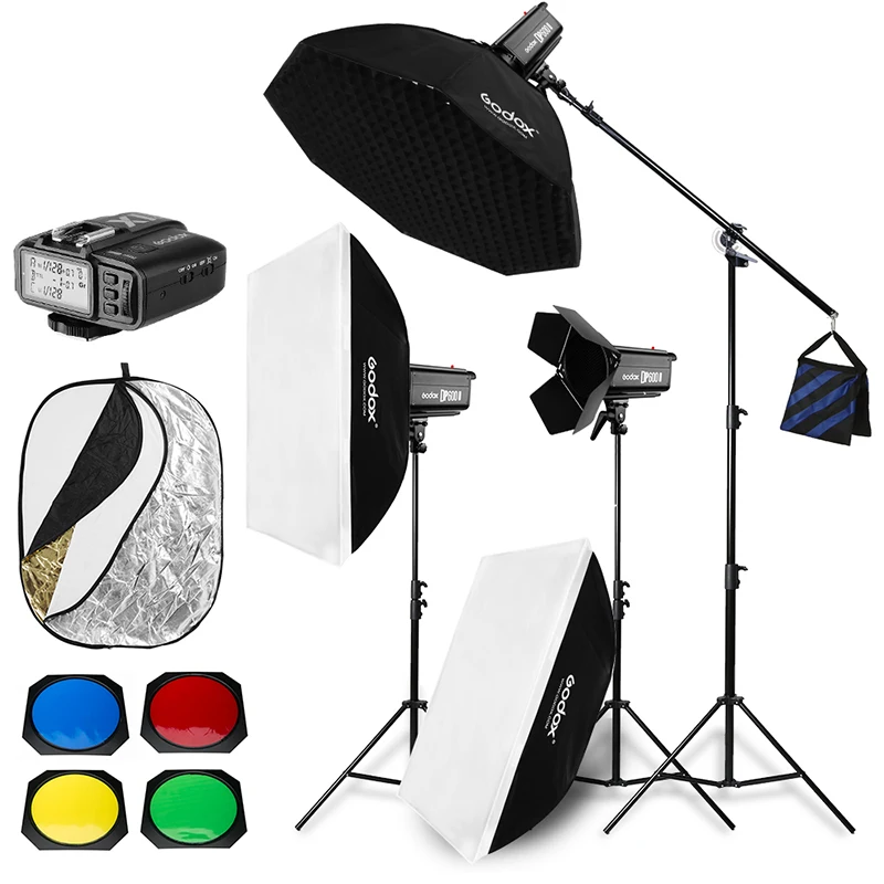 

inlighttech 1800W Godox DP600 II 3x 600Ws Photo Studio Flash Lighting,Softbox,Studio Boom Arm Top Light Stand, Other