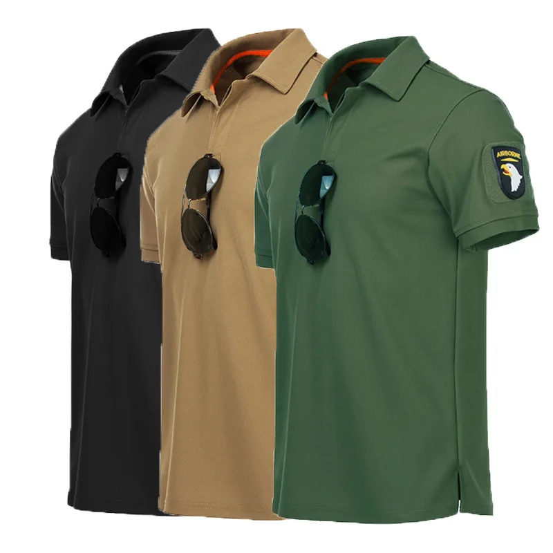 

Men's Breathable Pique Fabric Short Sleeve Polo Shirts Army Tactical Combat Shirt Hiking Hunting Military Training Polo Shirt, Picture shown