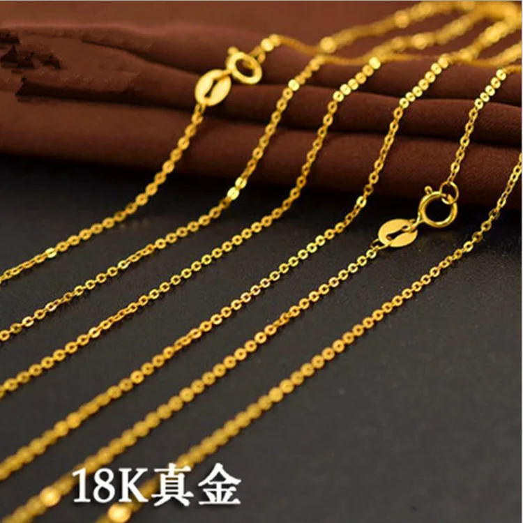 

Fashion AU750 Luxury 18K pure gold necklace adjustable o-ring chain necklace for women jewelry, Gold/platinum plated