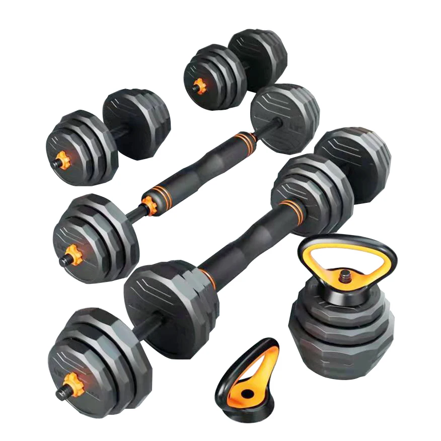 

dodecagon 6in1 plastic adjustable dumbbells , cement adjustable dumbbell kettlebell barbell set home gym adjustable dumbbell set