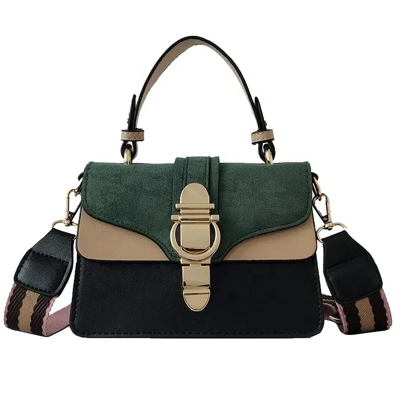 

Wholesale high quality frosted pu leather lock square bag fashion lady handbag trendy color Korean style shoulder messenger bag, Red, green, black, khaki