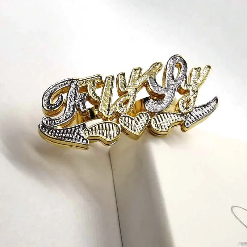 

3D Custom Jewelry Double Color Plated Custom Number Name rings for Men, Two tone