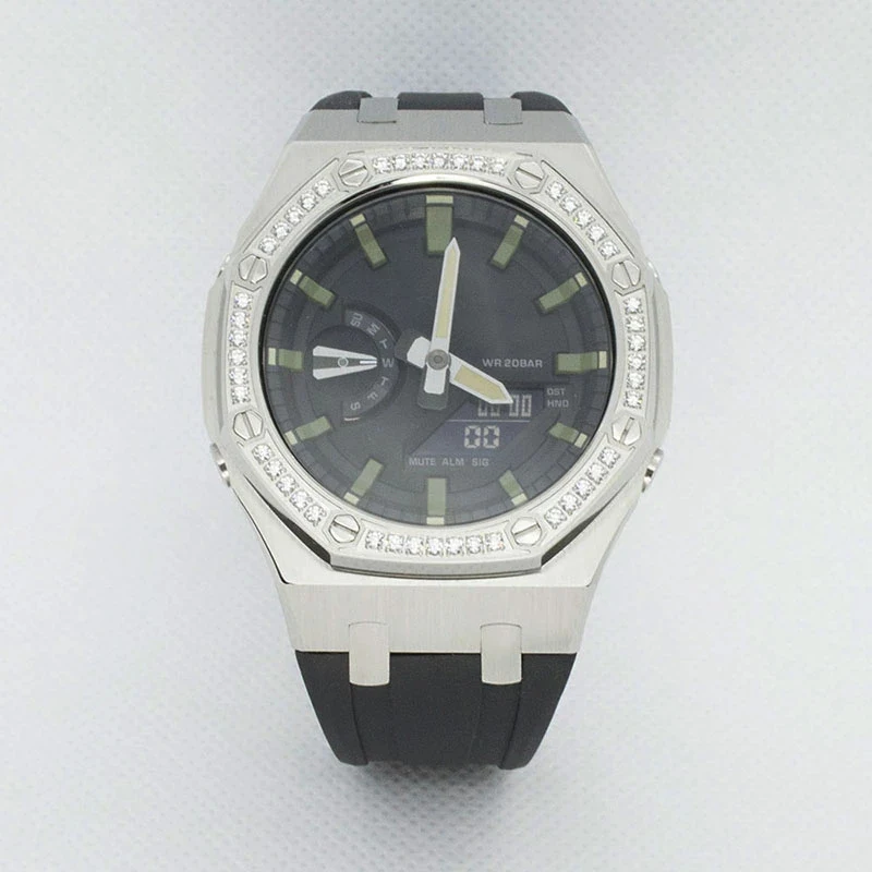 

Suitable for Casio GA2100 fashion sandblasted diamond case watch bezel and resin strap wholesale