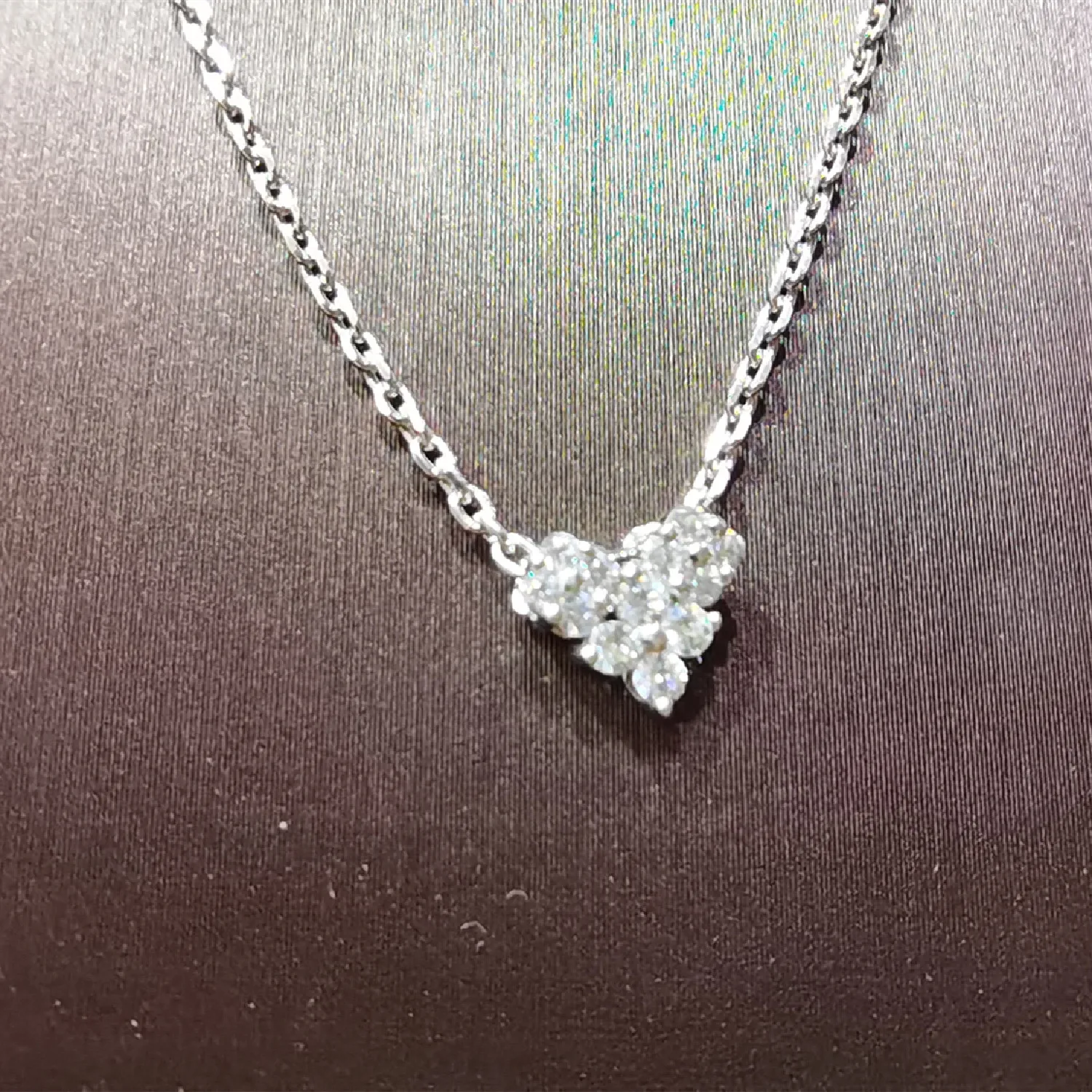 

Lab grown 18K white gold custom diamond chain necklace heart pendant