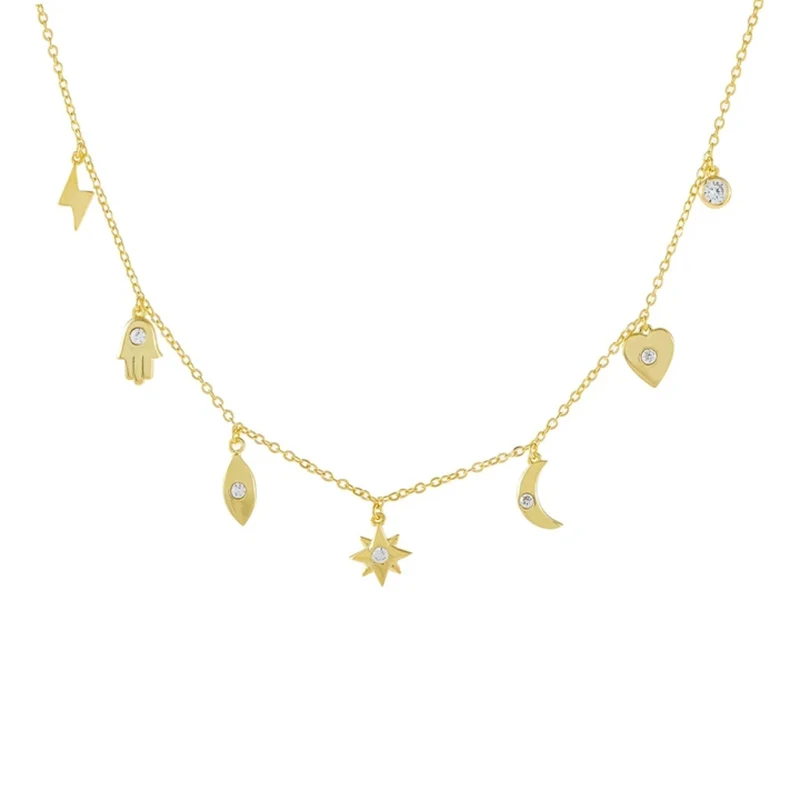 

ROXI 16 inch Fashion 925 Sterling Silver jewelry Simple small Star moon love heart Necklace