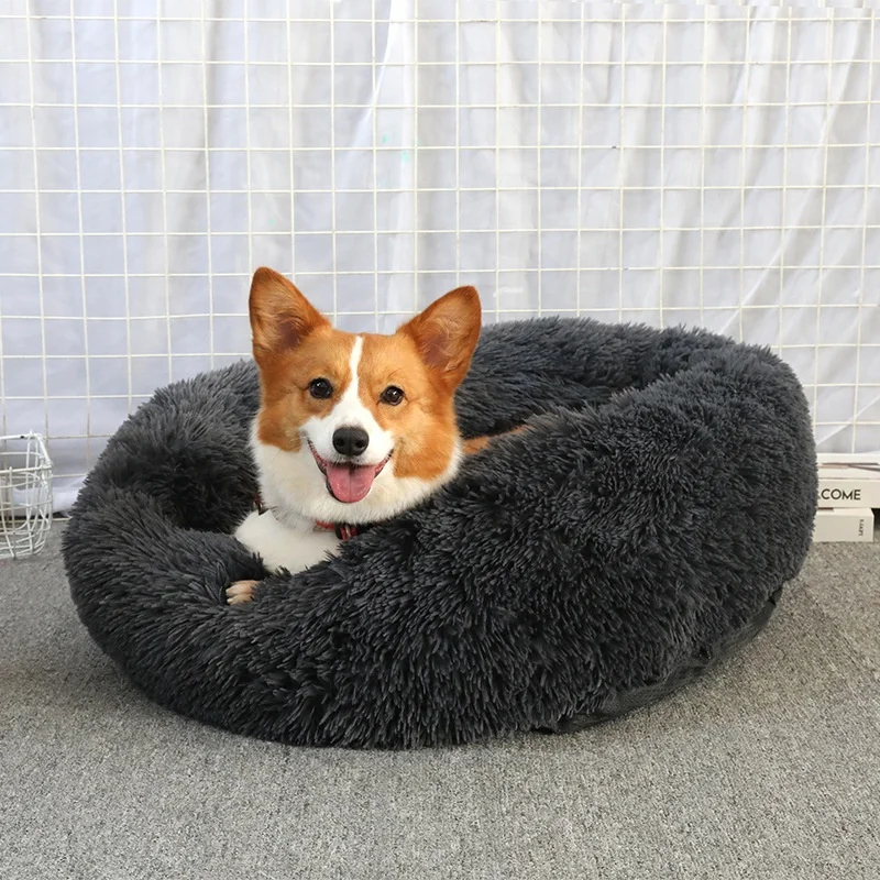 

Hairy diameter 40CM to 100CM multiple colors available donut cuddler memory foam pet dog bed