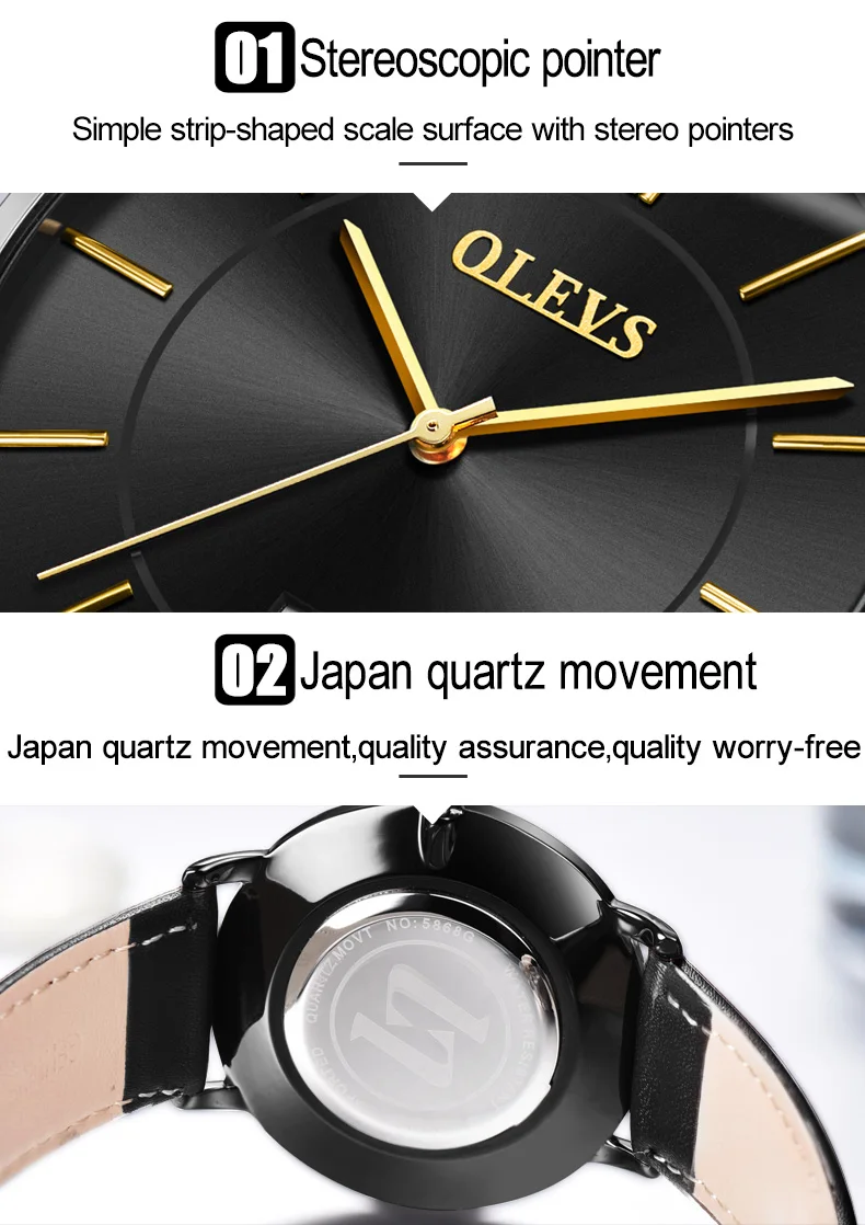 OLEVS Brand 5869 Auto date Analog Quartz Minimalist Pu Leather Watch OEM Custom Logo for Men and Women Sport Luxury Digital