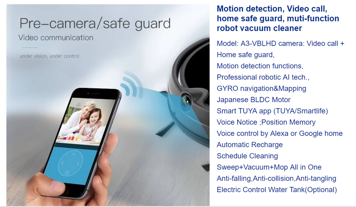 2020 Newest Custom Camera Monitor Map Navigation Robot Vacuum Cleaner With Mobile App Control Vacuum Cleaning Robot