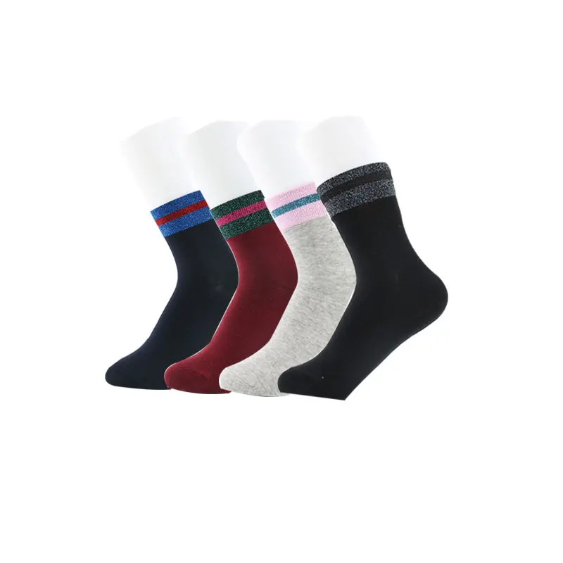 

New Products Hand Seaming Girls Nylon Striped Rolled Cuff Ankle Fashion Lady Socks, As pic