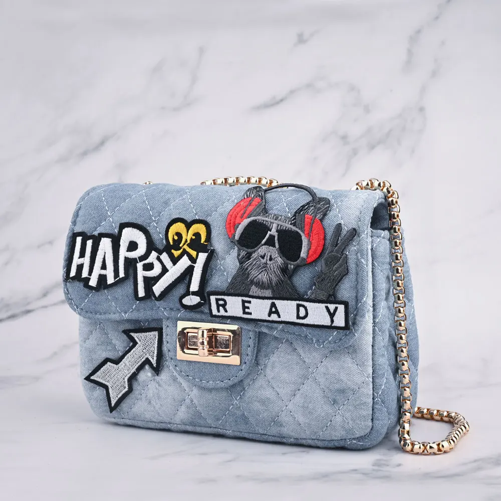 

Factory custom made new fashion customizable handbags denim clutch tote bag made in italy, As picture, various colors available