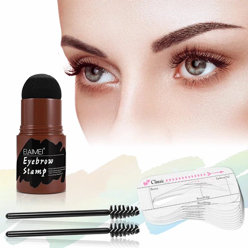 

Adjustable Professional Waterproof Long Lasting Buildable Shaping Kit Eyebrow Powder Stamp Stencil Set Makeup Tools, 3 colors