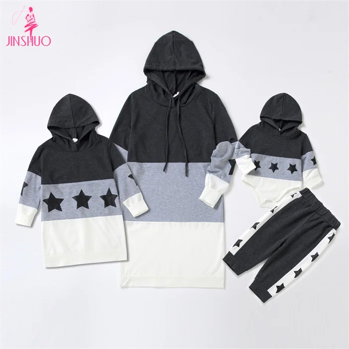 

Fall Spring mommy daughter matching clothes women hoodie dress long sleeves pullover sweatshirt mom and baby matching dress, Red