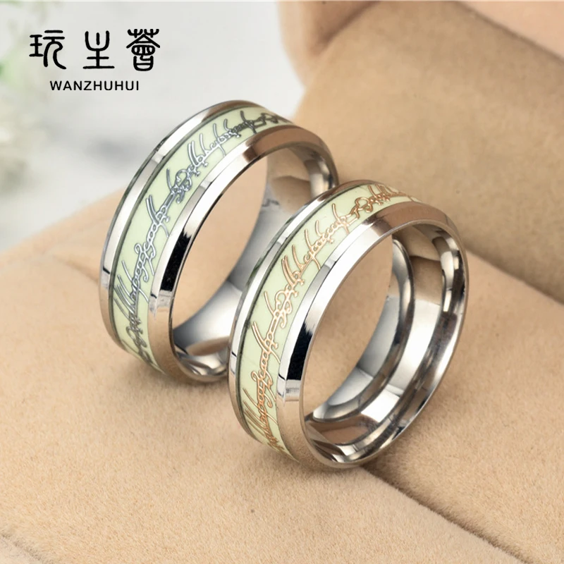 

Fashion stainless steel luminous round finger ring for men