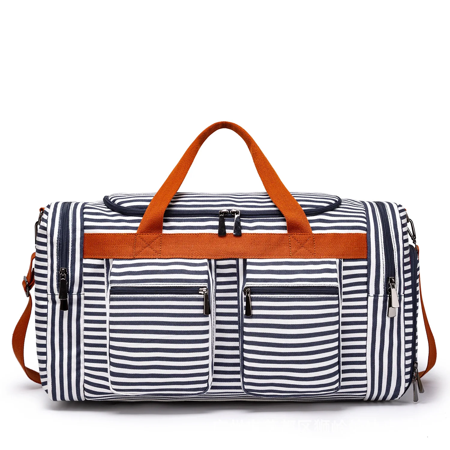 

2020 new design canvas stripe travel bag one-shoulder carry duffel bag messenger sports gym bag