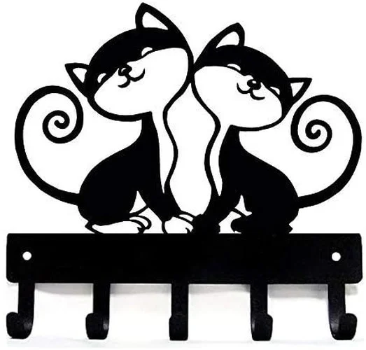 

YinfaTwin Cats Key Rack & Hanger - 6 Inch Wide/9 Inch Wide Metal Wall Art TY2091