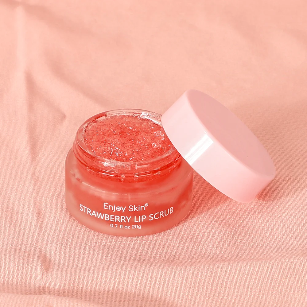

Enjoy skin New updatse strawberry Lip Scrub OEM Private Label Organic Vegan Exfoliating Envase Para Sugar Pink Lip Scrub